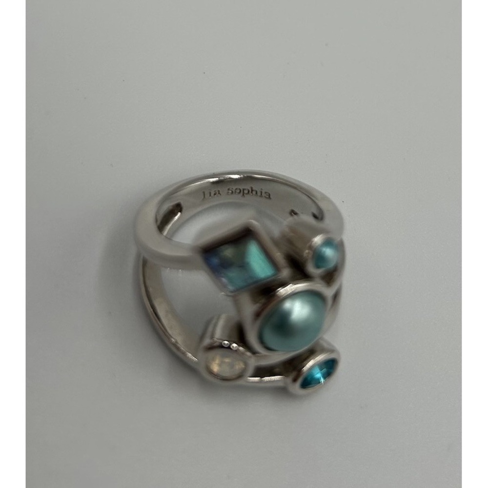 Lia Sophia Celestial Design Women's Ring Silver Tone 5 Stones Size 7 - Picture 6 of 6